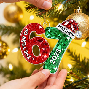3D Shining Effect 67 Six Seven 2025 Slang Christmas - Personalized Acrylic Ornament - Funny Christmas Gift