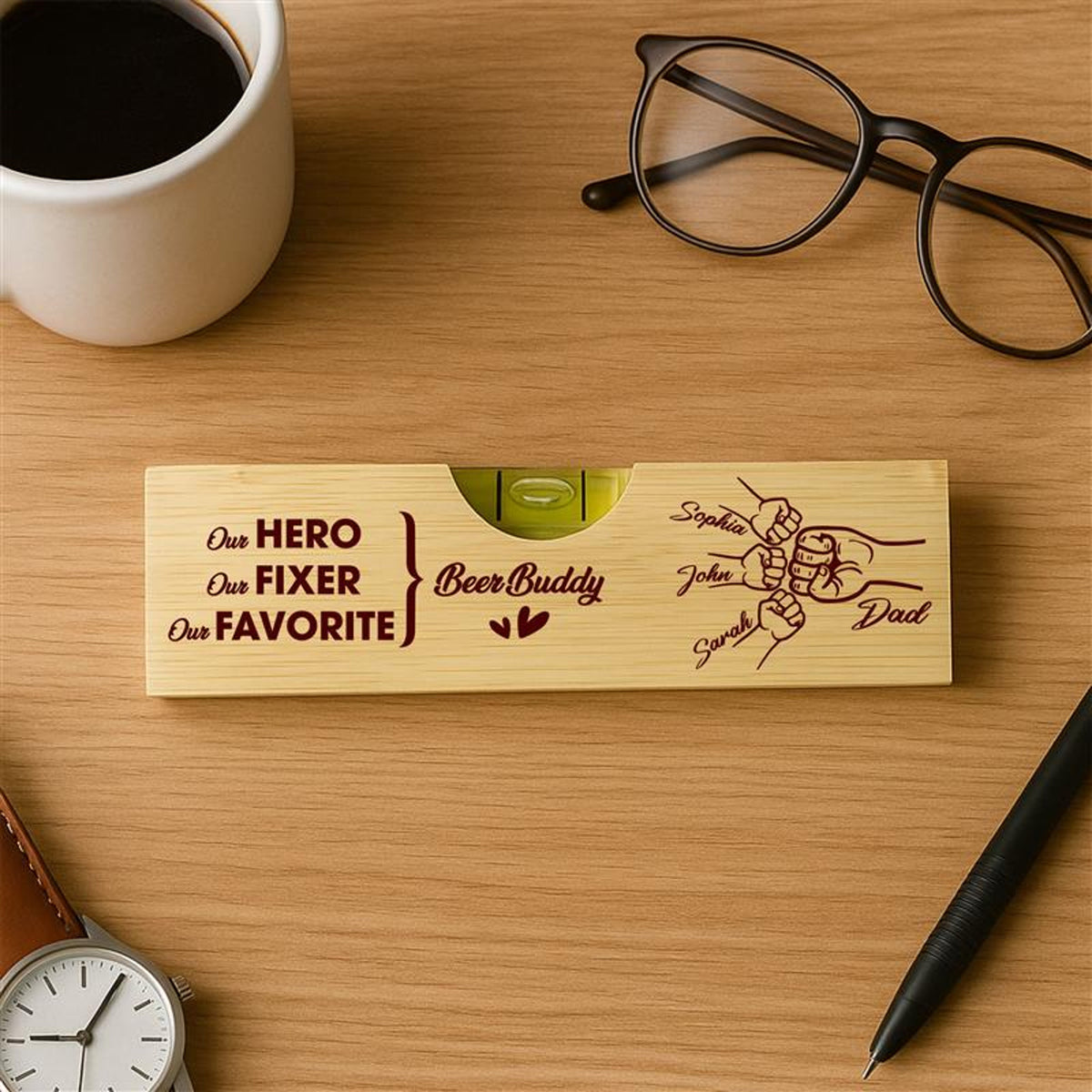 Dad Our Fixer Our Hero - Personalized Bottle Opener - Gift For Dad, Father's Day, Birthday Gift