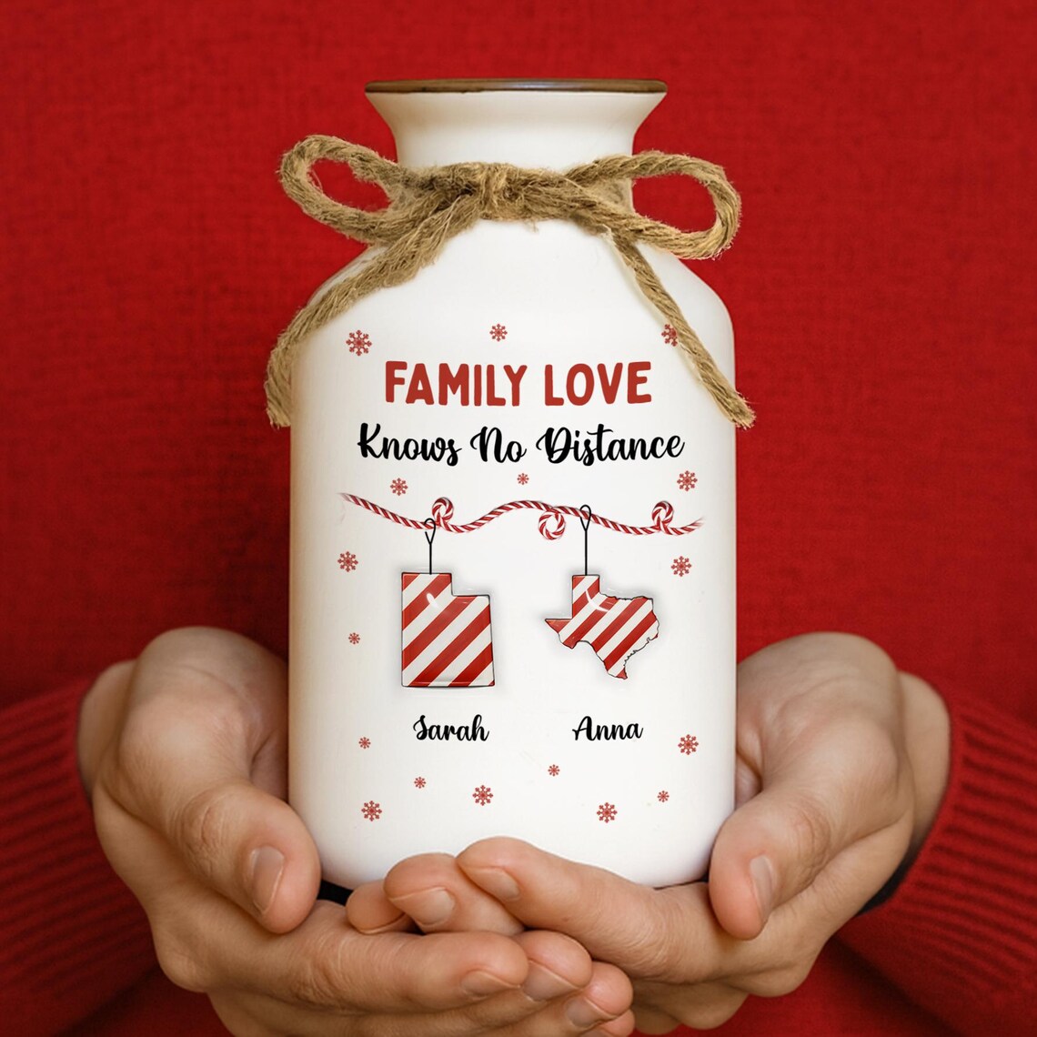 Personalized Long Distance Flower Pot, Custom State Vase, Family Love Knows No Distance Gift, Moving Away Keepsake