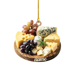Personalized 2D Flat Cheese Board Ornament, Cheese Board Christmas Ornament, Cheese Lovers Ornament, Cheese Ornament Decor