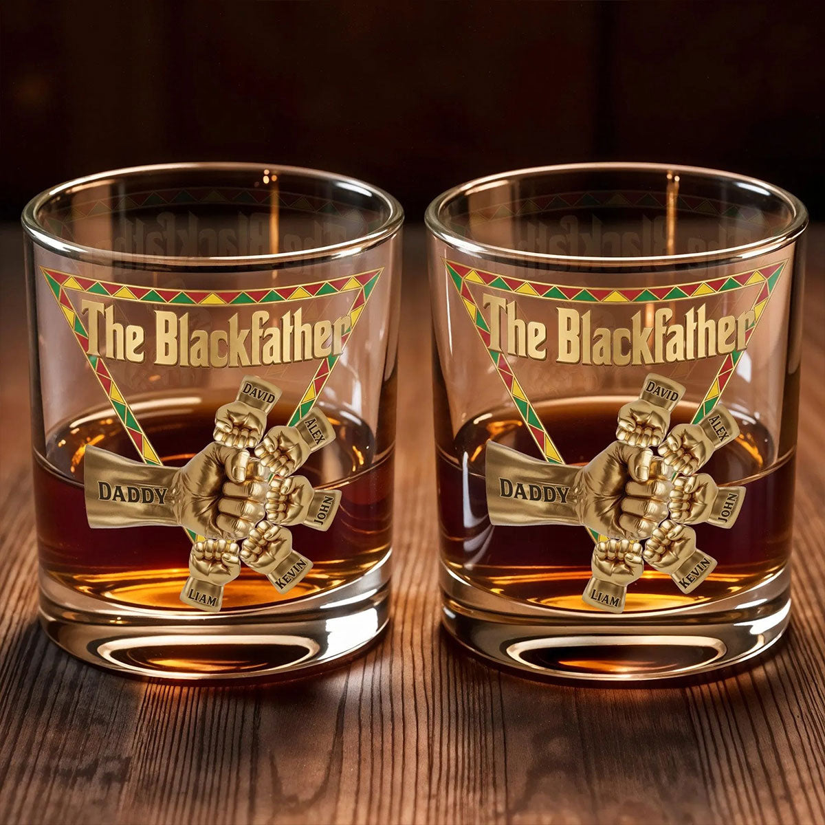 The Black Father 11oz Whiskey Glass - Personalized Gifts For Dad Father's Day