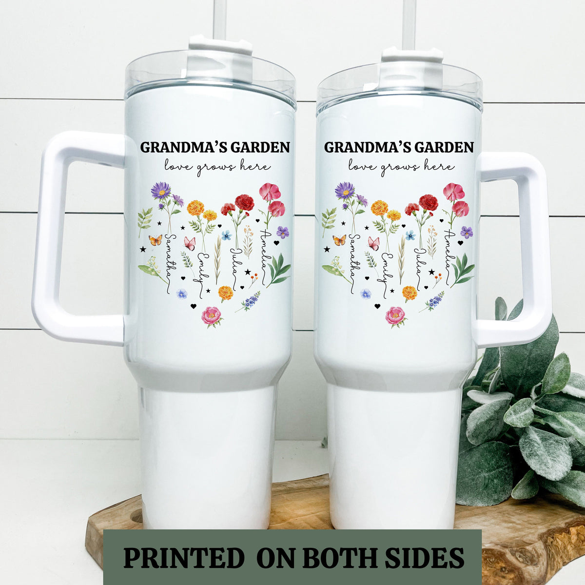 Grandma's Garden Love Grows Here - Personalized 40oz Stainless Steel Tumbler - Gift For Grandma, Christmas Gift, Birthday Gift