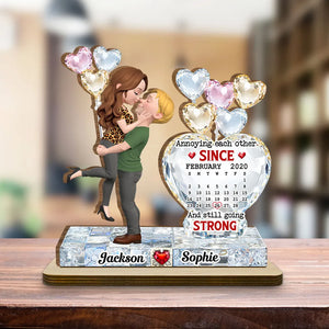 Annoying Each Other & Still Going Strong Crystal Heart - Personalized Wooden Plaque - Valentine's Day Gift, Anniversary Gift For Couple