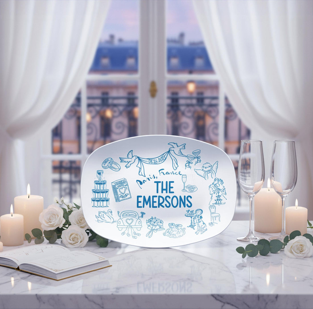 Personalized Wedding Platter, Custom Family Name Keepsake, Wedding Gift For Couple