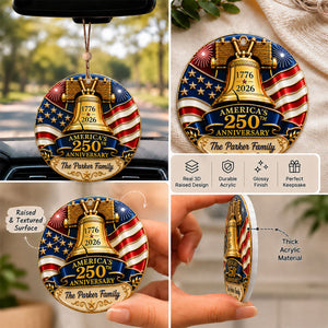 America 250 Bell Family Christmas - Proud Family Ornament - Real 3D Raised Ornament