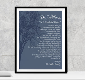 Doctor Gift, A Wonderful Doctor Poem A Truly Great Doctor Appreciation Gift Doctor Thank You Doctor Doctors Day Physician Gratitude Medical
