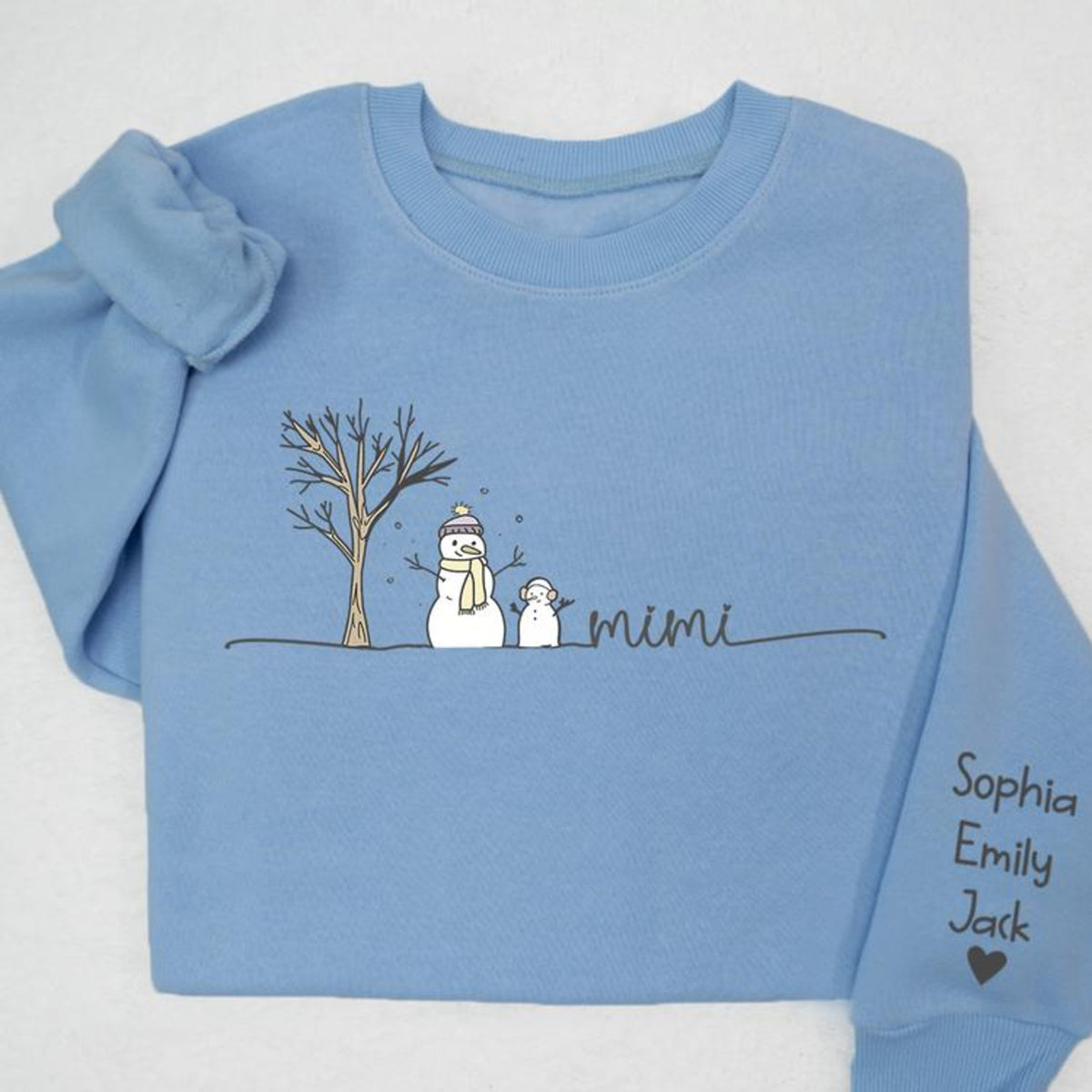 Custom Mimi Snowman Tree & Grandkids - Personalized Shirt - Christmas Gift For Grandma