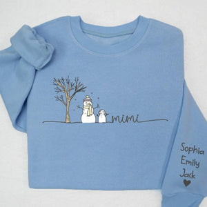 Custom Mimi Snowman Tree & Grandkids - Personalized Shirt - Christmas Gift For Grandma