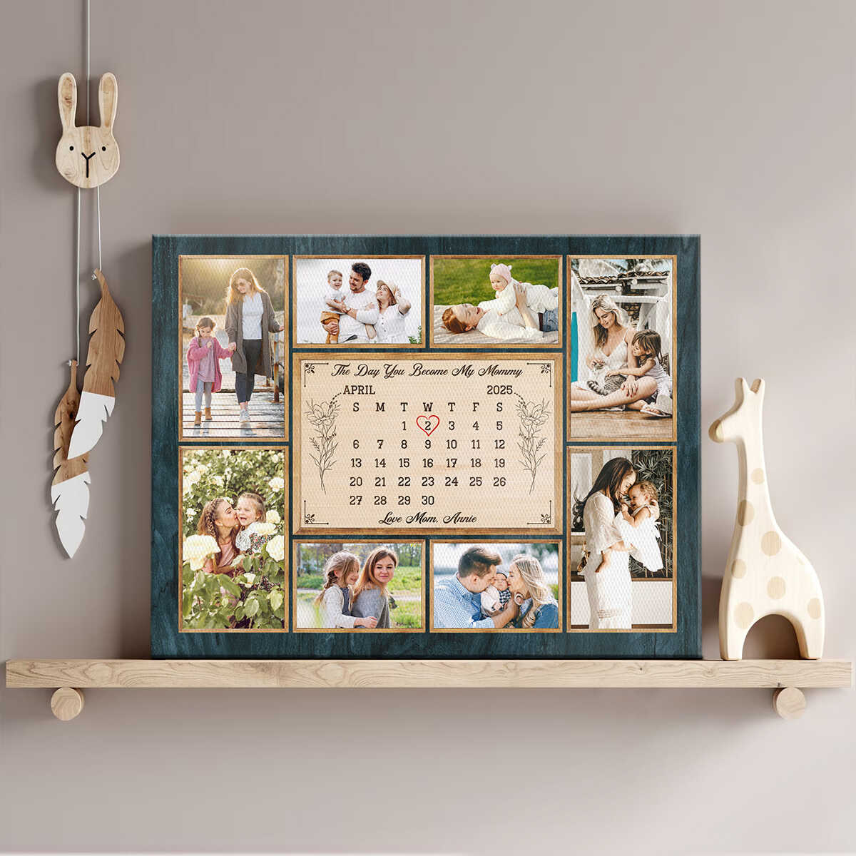 Personalized New Mom Calendar Canvas, First Time Mom Gift, Custom Mother Photo Collages, New Mom Gift Ideas, Mother s Day Gift For Mom, Gift For Wife