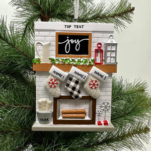Fireplace Family Stocking Ornament, Personalized Joy Ornament for Christmas Family, Family Keepsake Ornament 2025