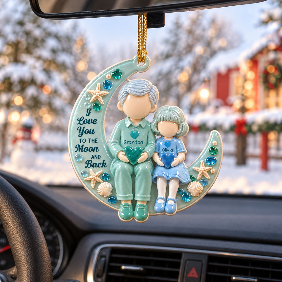 Love You To The Moon And Back Sea Glass - Real 3D Raised Ornament