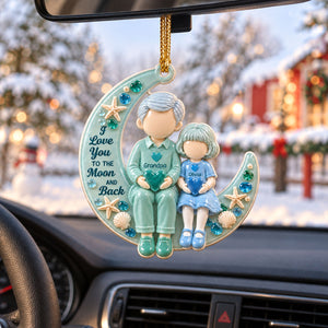Love You To The Moon And Back Sea Glass - Real 3D Raised Ornament