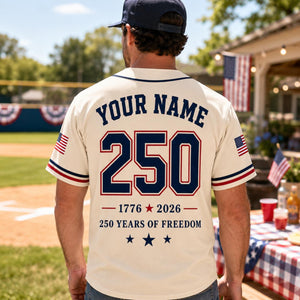 Personalized America 250 Baseball Jersey, 1776 2026 Custom Name USA 250th Anniversary Shirt, Patriotic Baseball Jersey, 4th of July Gift
