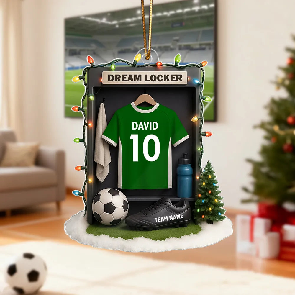 Soccer Jersey Dream Locker - Personalized Acrylic Ornament - Christmas Gift for Soccer Players, Soccer Lovers