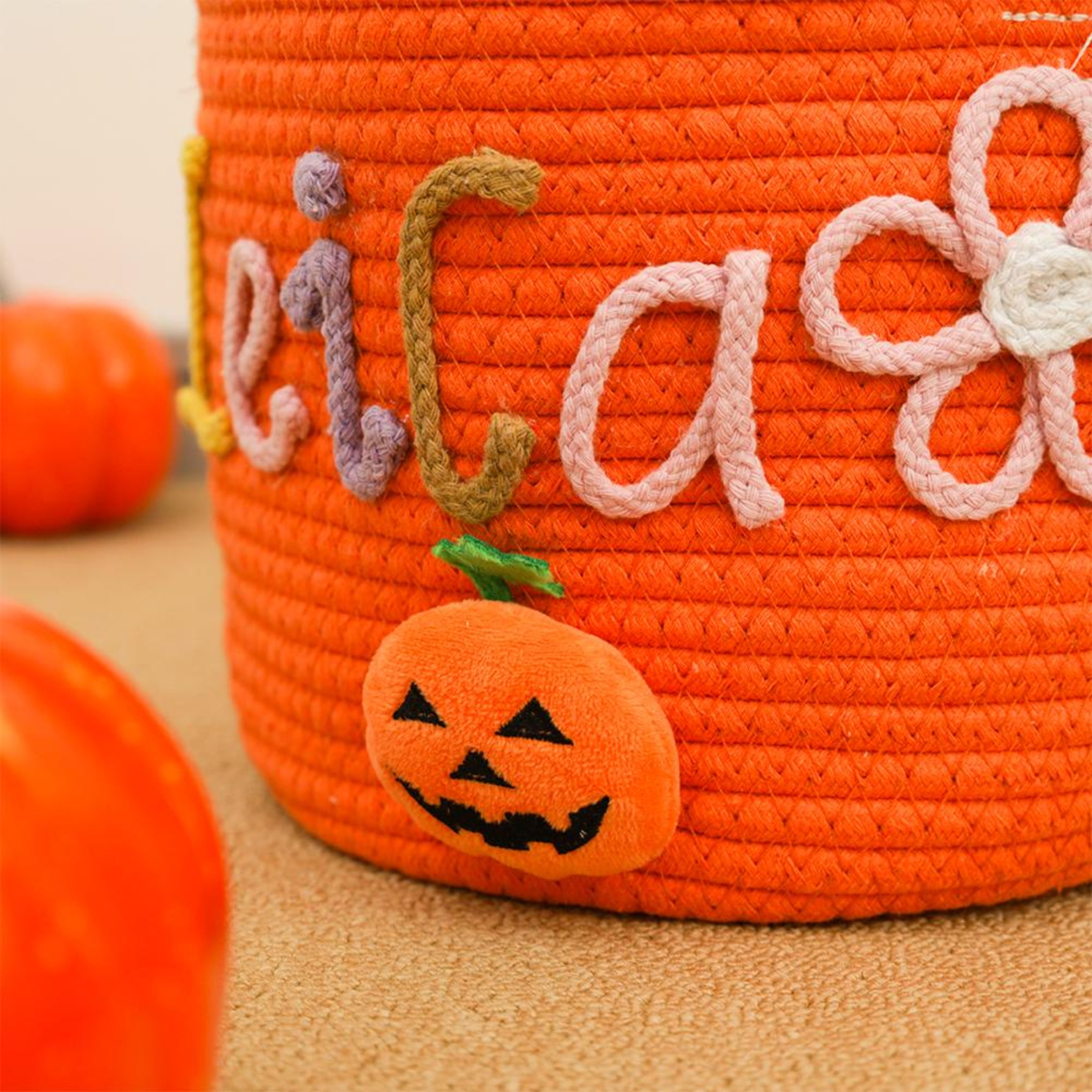 Personalized Halloween Treat Bag with Name - Custom Trick or Treat Basket, Embroidered Candy Tote, Halloween Gift for Kids