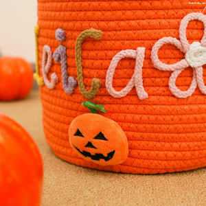 Personalized Halloween Treat Bag with Name - Custom Trick or Treat Basket, Embroidered Candy Tote, Halloween Gift for Kids