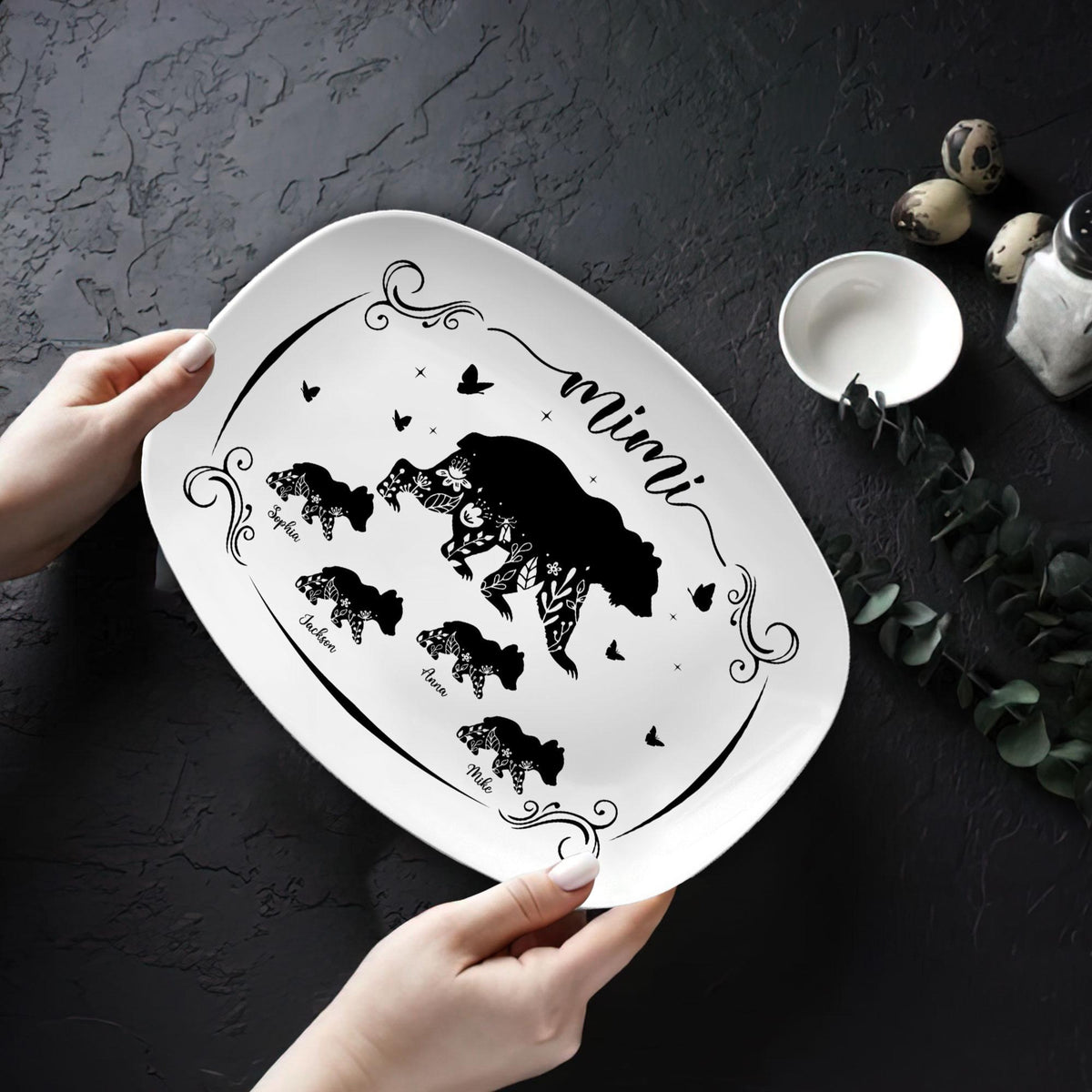 Personalized Mama Bear Platter, Custom Bear Family Plate With Grandkids Names, Mom Coffee Mug, Mothers Day Gift for Mom, Grandma