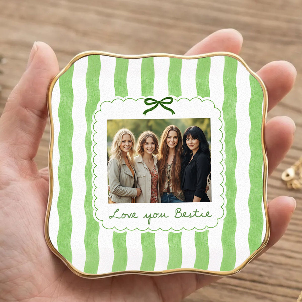 Personalized Photo Ring Dish, Custom Bestie Jewelry Tray, Bridesmaid Trinket Dish, Friendship Gift, Bridal Party Keepsake