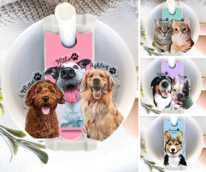 Personalized Dog Tumbler Name Tag, 30oz 40oz Tumbler Pet Plate Topper, Custom Pet Portrait Tumbler Topper, Pet Memorial Tumbler Tag