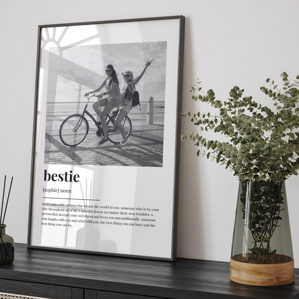 PERSONALISED BESTIE DEFINITION Canvas, Wall Art Decoration, Birthday Gift, Custom Photo Gift