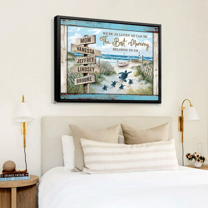 The Best Mommy Belongs To Us Sea Turtles - Personalized Canvas - Gift For Mom, Mother's Day, Birthday Gift