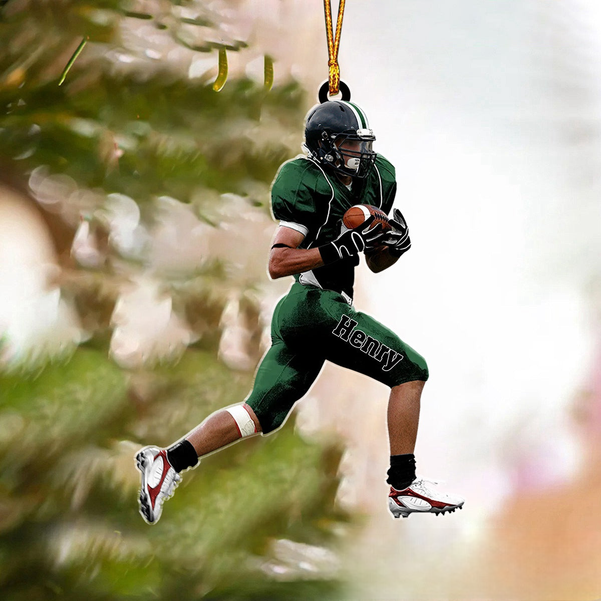 Running American Football Player - Personalized Acrylic Ornament - Christmas Gift For Football Player, Football Lovers