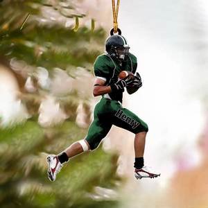 Running American Football Player - Personalized Acrylic Ornament - Christmas Gift For Football Player, Football Lovers