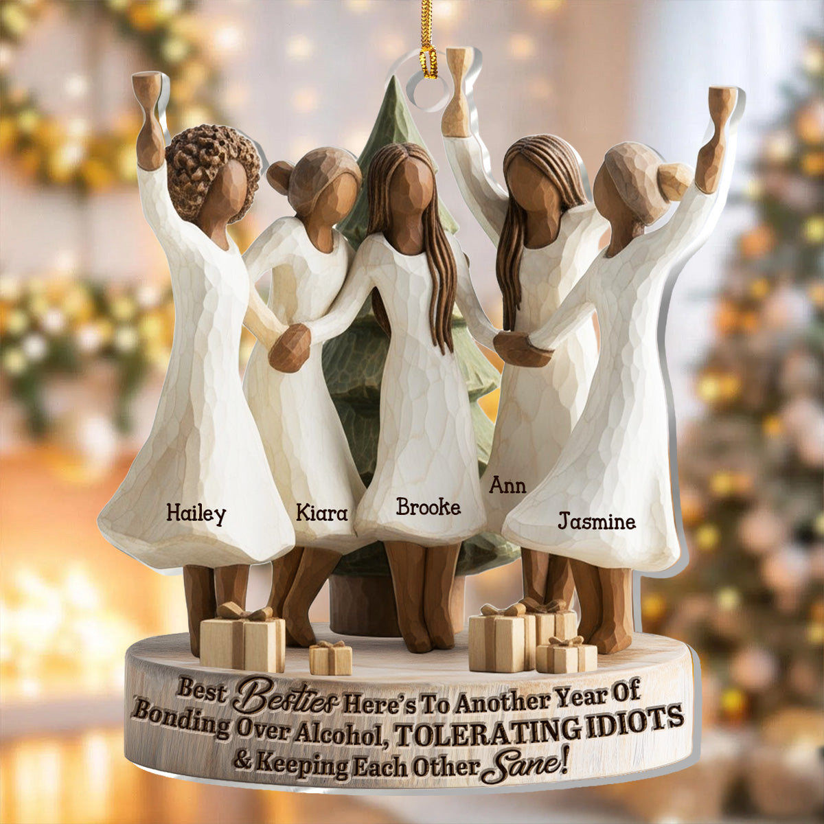 We'll Be Friends Until We're Old And Senile - Personalized Acrylic Ornament - Christmas Gift For Black Sistas, Sisters, Friends