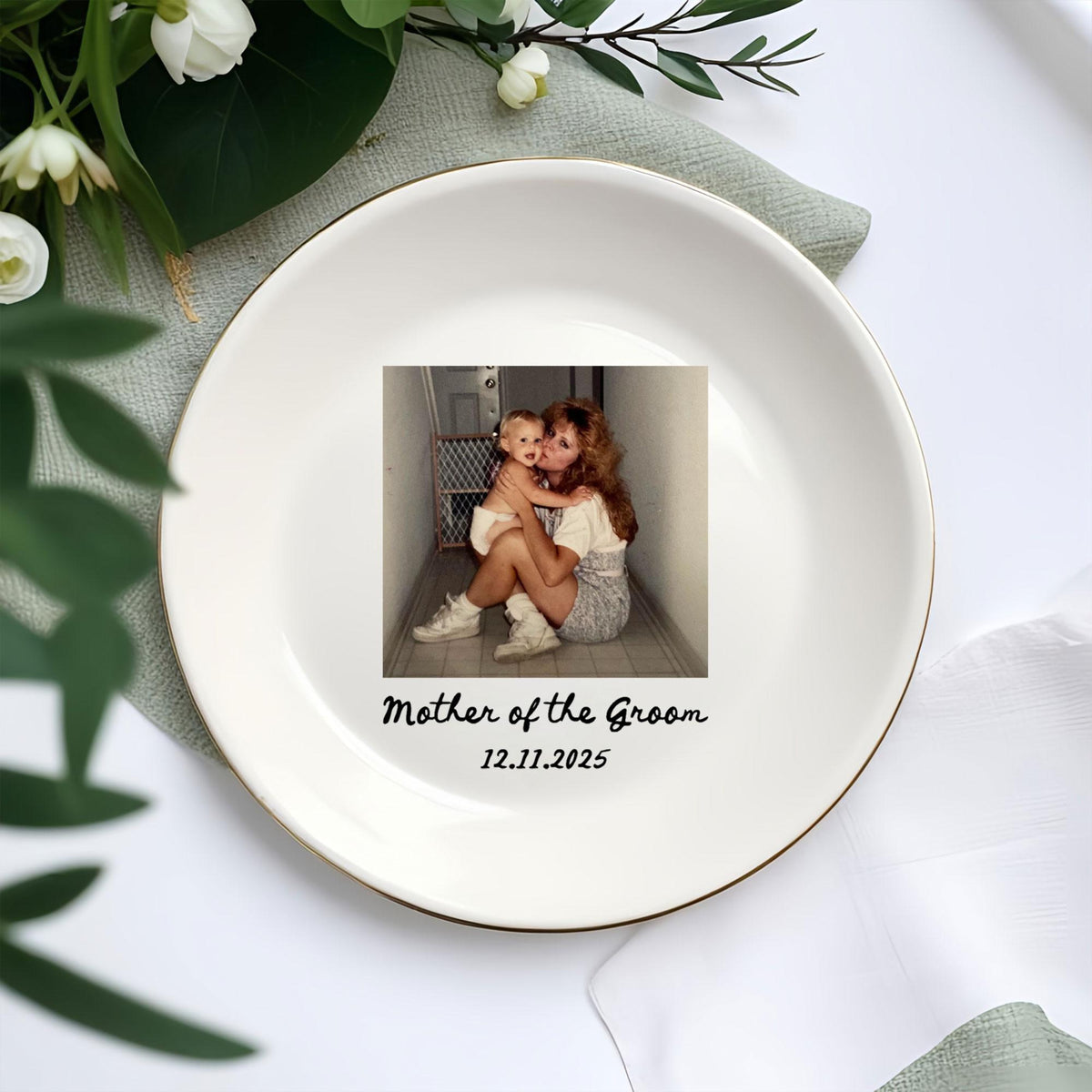 Photo Gifts for Mom Wedding Day, Custom Photo Wedding Ring Dish, Mother Of The Groom Jewelry Dish, Mother of the Bride Photo Gifts