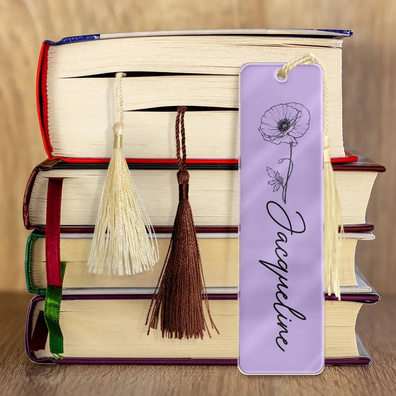 Flower Birth Month & Name - Personalized Acrylic Bookmark - Gift For Her, Gift For Sister, Bestie, Friend