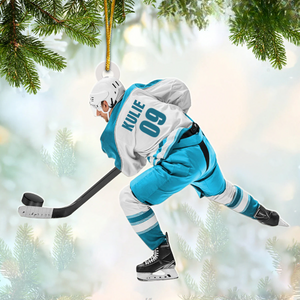Ice Hockey Player In Competition Personalized Christmas Ornament
