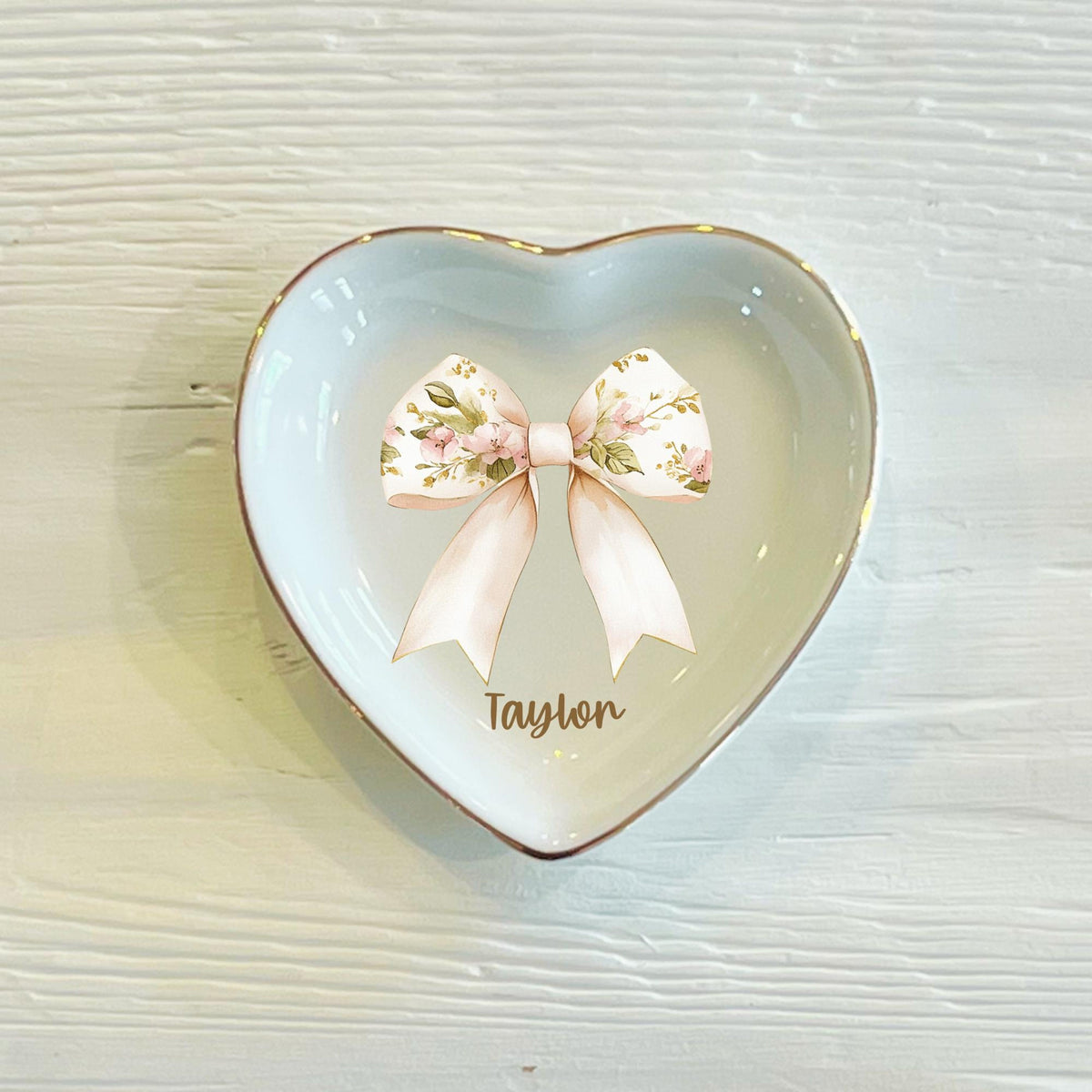 Personalized Bow Ring Dish, Watercolor Fancy Bow Ring Dish, Birthday Jewelry Dish, Wedding Bridesmaid Gift