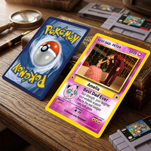 Custom Anime Photo Poke Card | Personalized Father's Day Trading Card | Poke Dad Birthday Gift