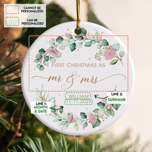 First Christmas As Mr. & Mrs.- Personalized Ornament - Christmas Gift
