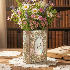 Personalized Engage Ceramic Book Vase, Custom Couple Initials Vase, Bookshelf Decor, Wedding Anniversary Gifts