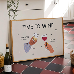 Custom Roommate Drink Art, Personalized Illustration Print, Trendy Dorm Wall Decor