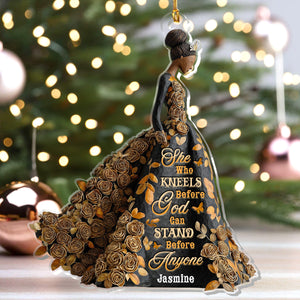 She Who Kneels Before God - Personalized Acrylic Ornament - Christian Gift, Christmas Gift