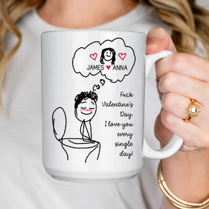 Funny Couple Mug Set, Custom Name Toilet Love Cups, I Love You Every Day Gift, Valentines Day Gift for Him Her, Personalized Mugs