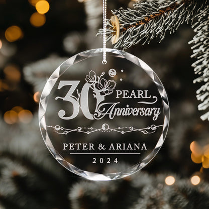 Custom Pearl Wedding Anniversary Gift, 30th Anniversary Ornament, 30 Year Anniversary Ornament, Thirty Year Christmas Gift for Husband