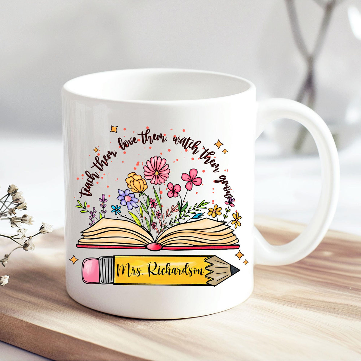 Personalized Teacher Mug, Custom Coffee Cup with Name, Teacher Appreciation Gift, End of Year Teacher Gift, Back to School Mug