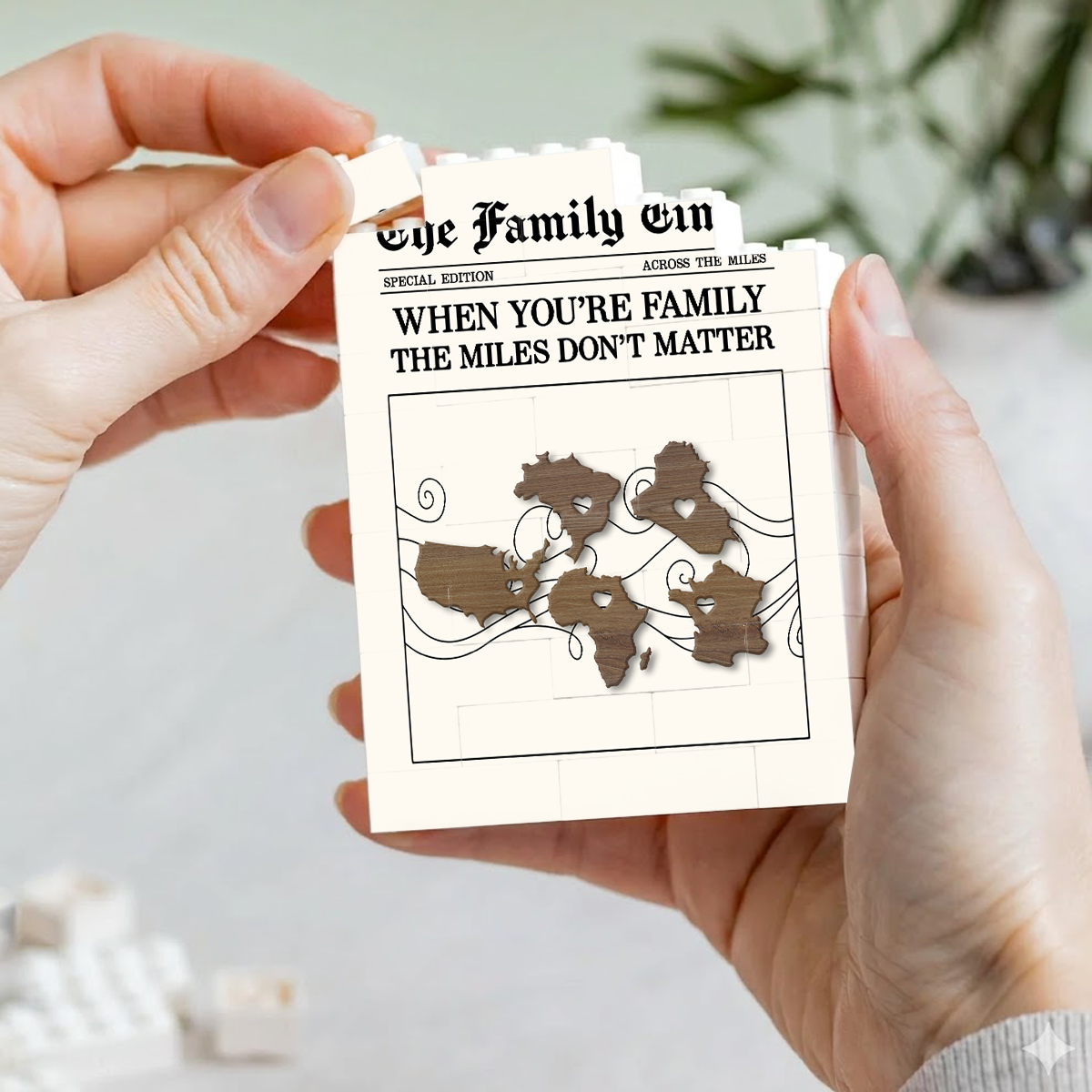 The Family Times Long Distance - Personalized Brick Block