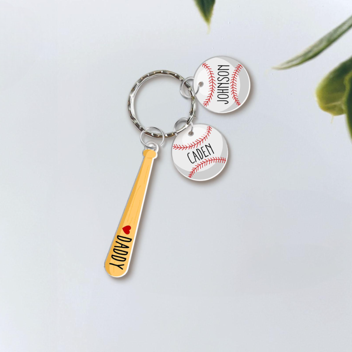 Personalized Daddy Baseball Keychain Gift, Father's Day Gift from Son Daughter, Custom Keychain with Kid Names, Gift for Husband, Dad Gift