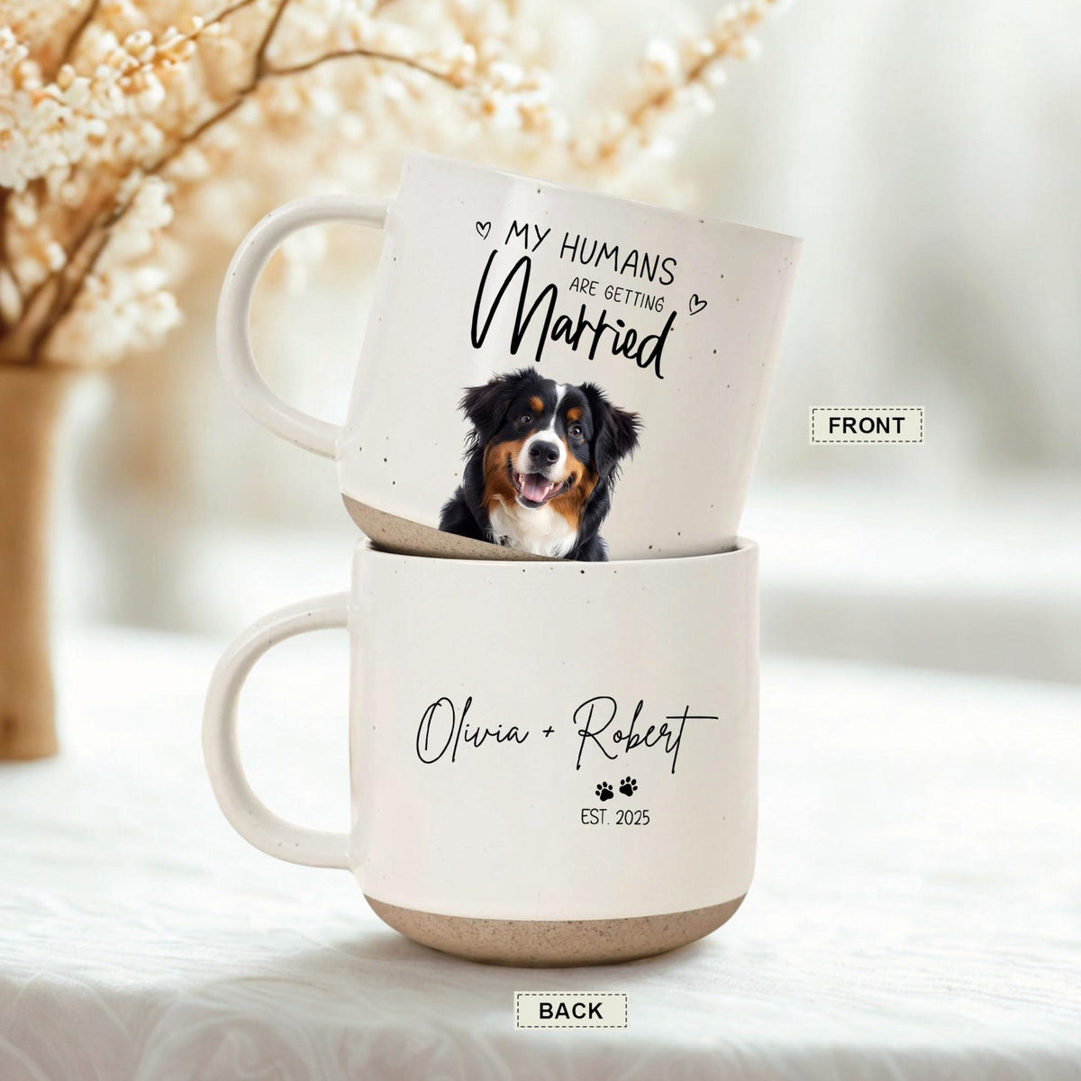Custom Dog Cat Engagement Pottery Mug, Personalized My Humans Are Getting Married Mug, Cat Engagement Cup, Custom Pet Wedding Gift