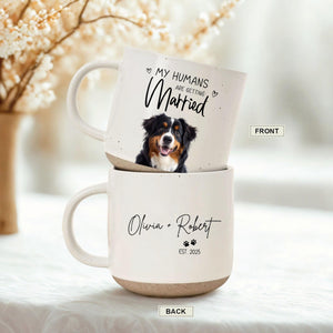 Custom Dog Cat Engagement Pottery Mug, Personalized My Humans Are Getting Married Mug, Cat Engagement Cup, Custom Pet Wedding Gift