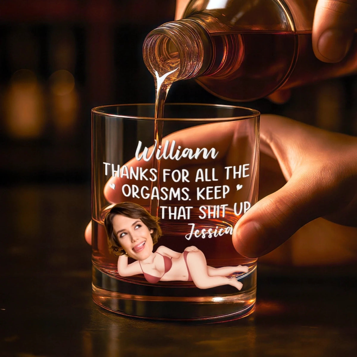 Keep That Thing Up - Personalized Whiskey Glass - Anniversary Gift, Valentine's Day Gift For Husband, Boyfriend