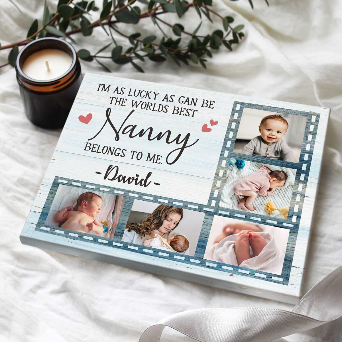 The World Best Nanny Belongs To Me - Personalized Canvas - Gift For Grandma, New Grandma, Mother's Day Gift