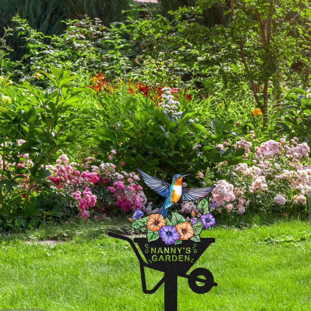 Custom Hummingbird Garden Stake, Personalised Bird Garden Name Sign, Hummingbird Garden Decor, Gardener Gift, Grandma Nana Gift,Mother's Day