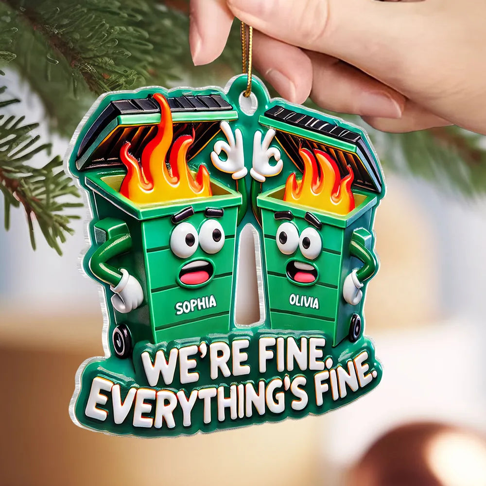 Work Bestie Dumpster Fire - Personalized Acrylic Ornament - Christmas Gift For Colleague