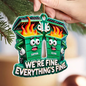 Work Bestie Dumpster Fire - Personalized Acrylic Ornament - Christmas Gift For Colleague