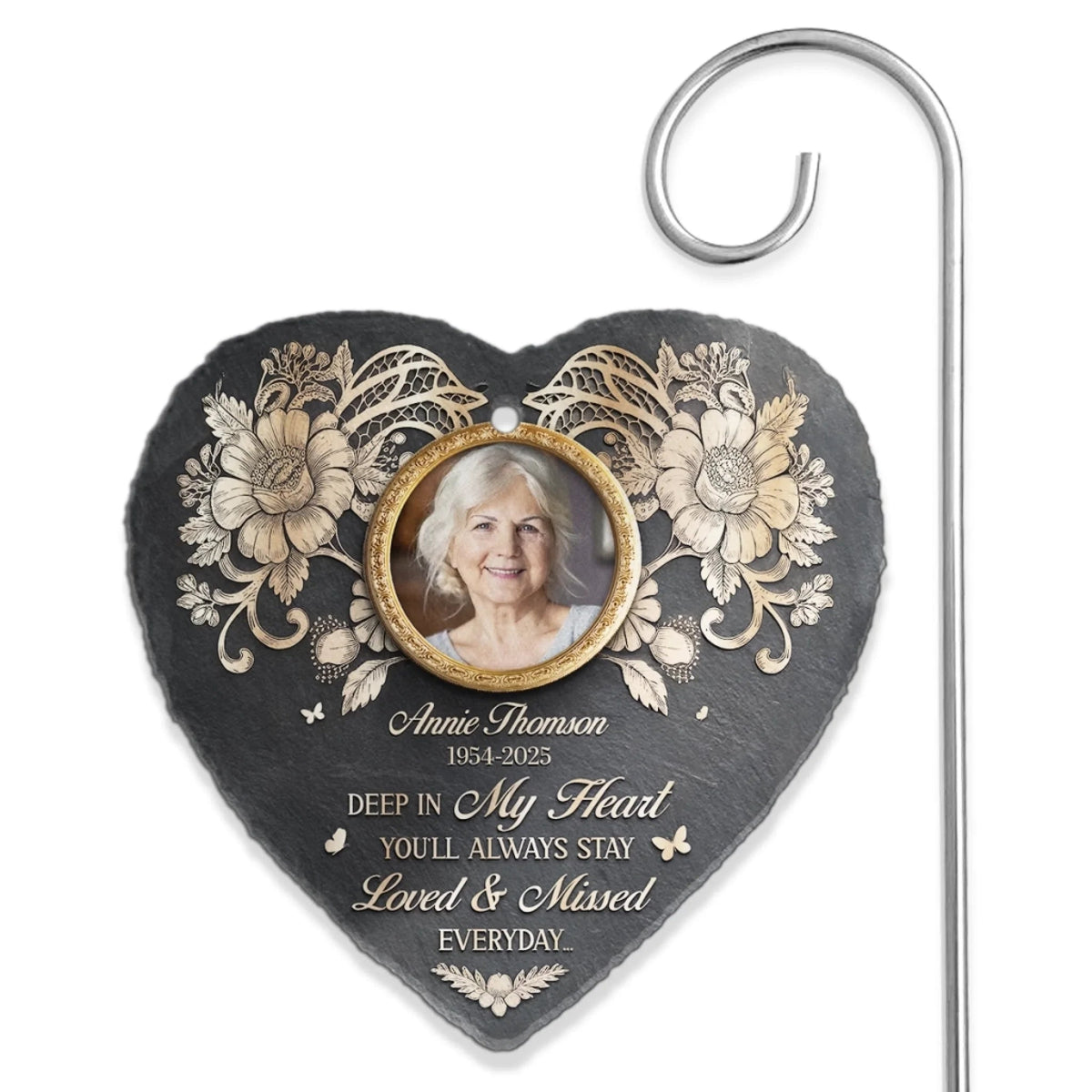 Deep In Our Heart You'll Always Stay - Personalized Slate Plaque - Sympathy Gift For Family Members, Memorial Gift